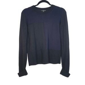 COS Women's Black Navy Colorblock Wool Crew Neck Sweater Size Small